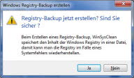 Registry Backup erstellen mit WinSysClean.