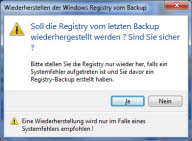 Registry Wiederherstellung mit WinSysClean.